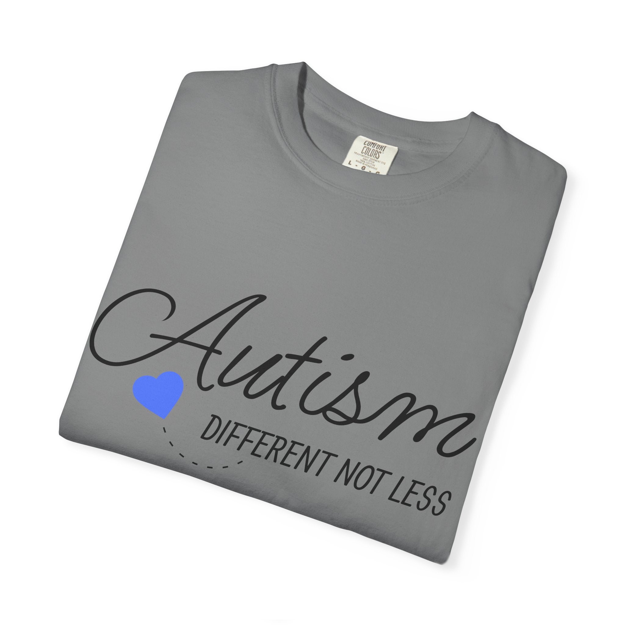 Autism Different Not Less T-Shirt – Awareness Tee with Blue Heart