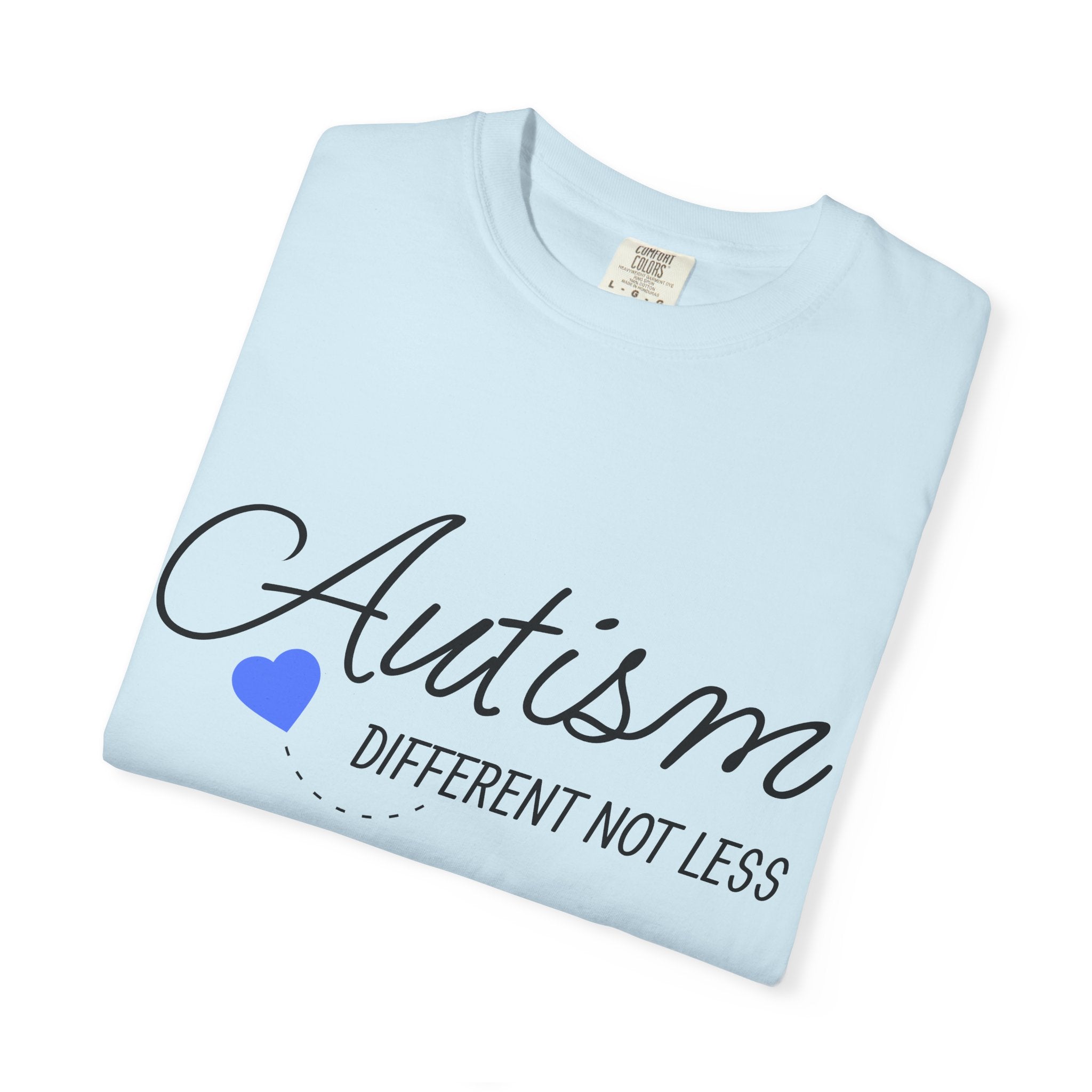 Autism Different Not Less T-Shirt – Awareness Tee with Blue Heart