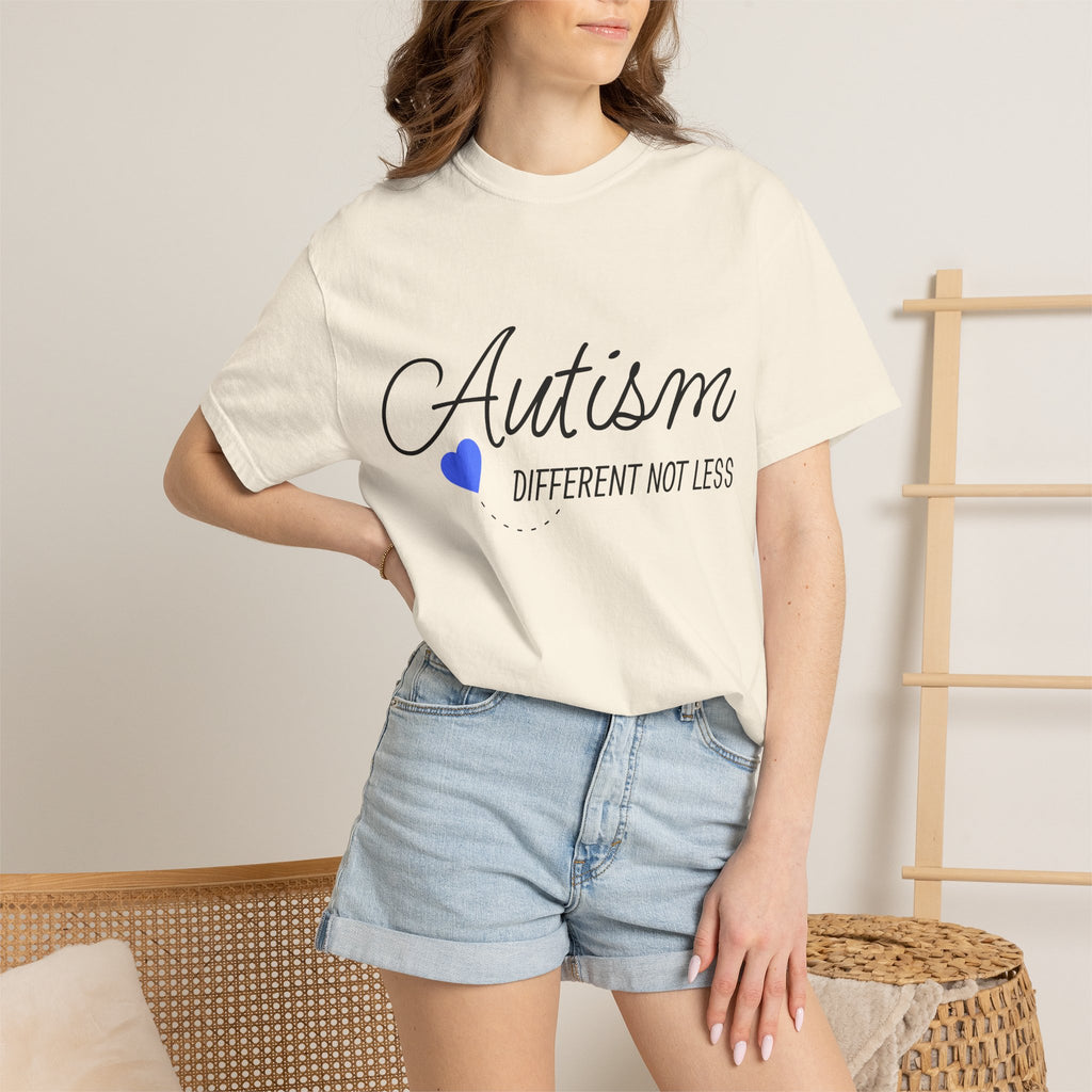Autism Different Not Less T-Shirt – Awareness Tee with Blue Heart