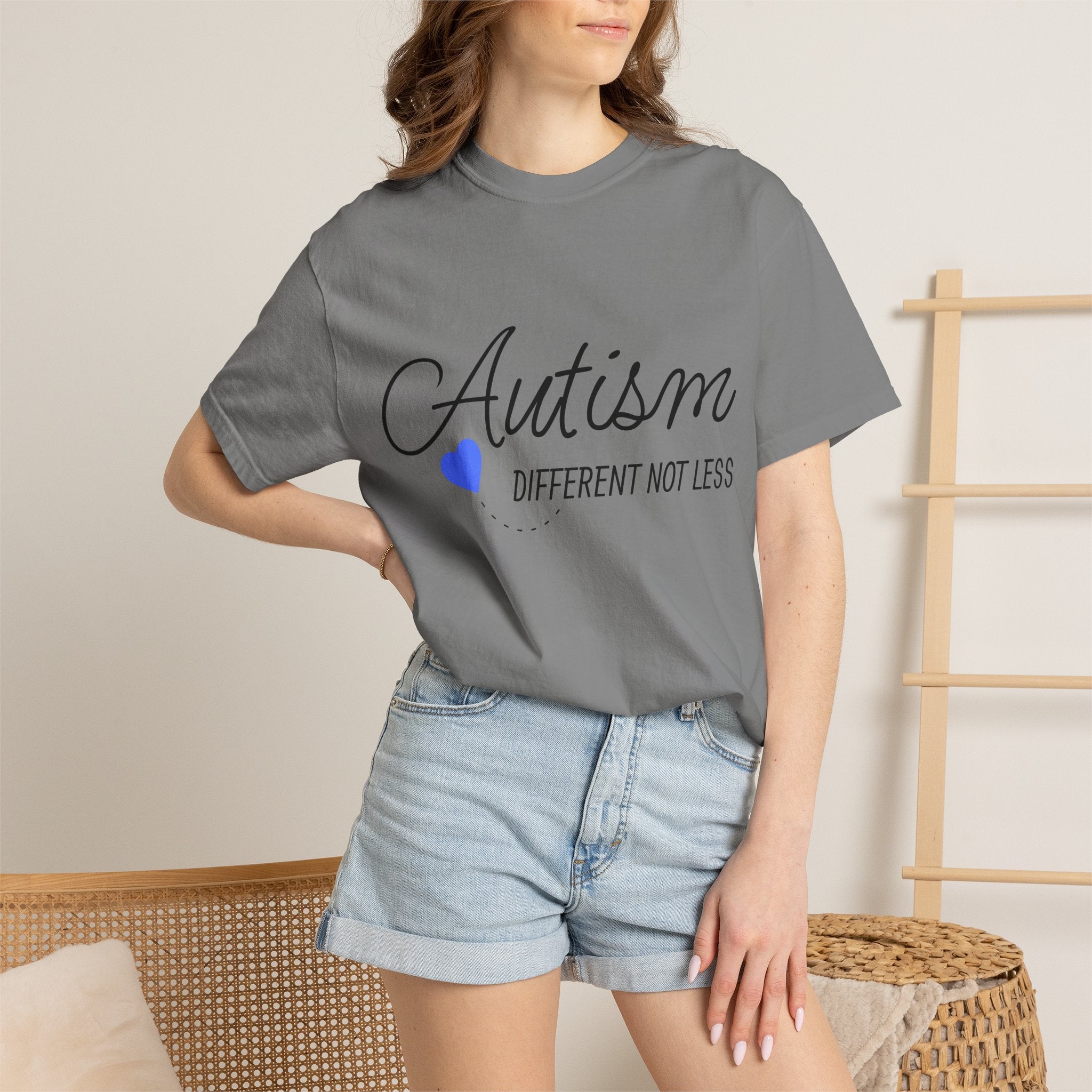 Autism Different Not Less T-Shirt – Awareness Tee with Blue Heart