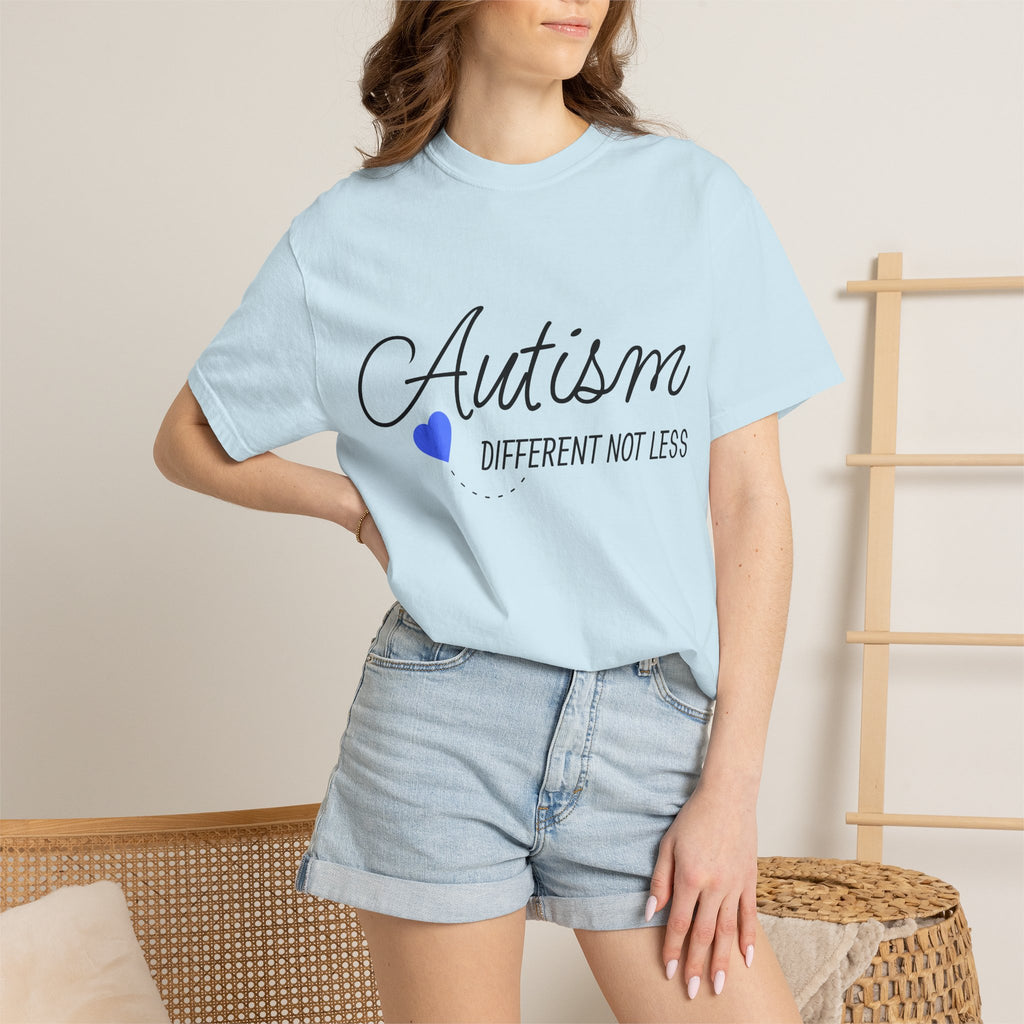 Autism Different Not Less T-Shirt – Awareness Tee with Blue Heart