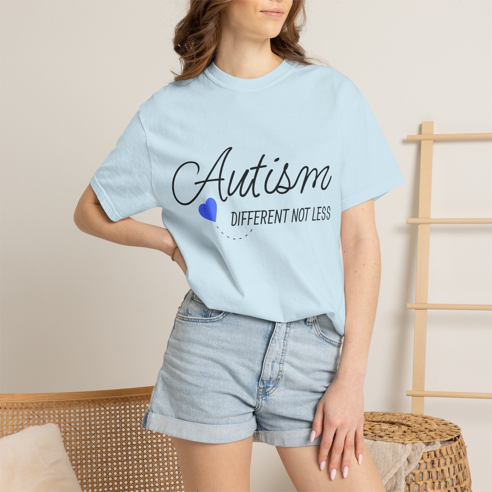 Autism Different Not Less T-Shirt – Awareness Tee with Blue Heart