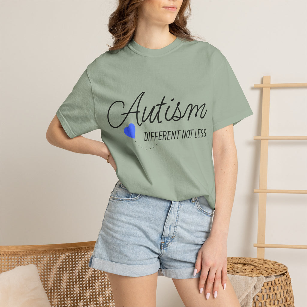 Autism Different Not Less T-Shirt – Awareness Tee with Blue Heart