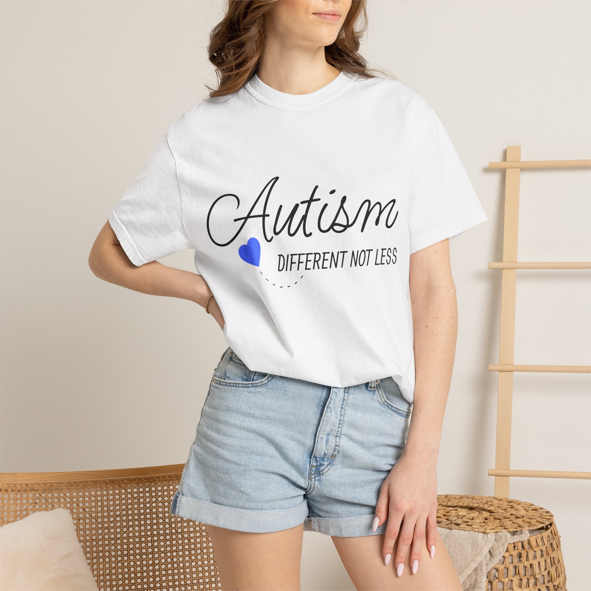 Autism Different Not Less T-Shirt – Awareness Tee with Blue Heart