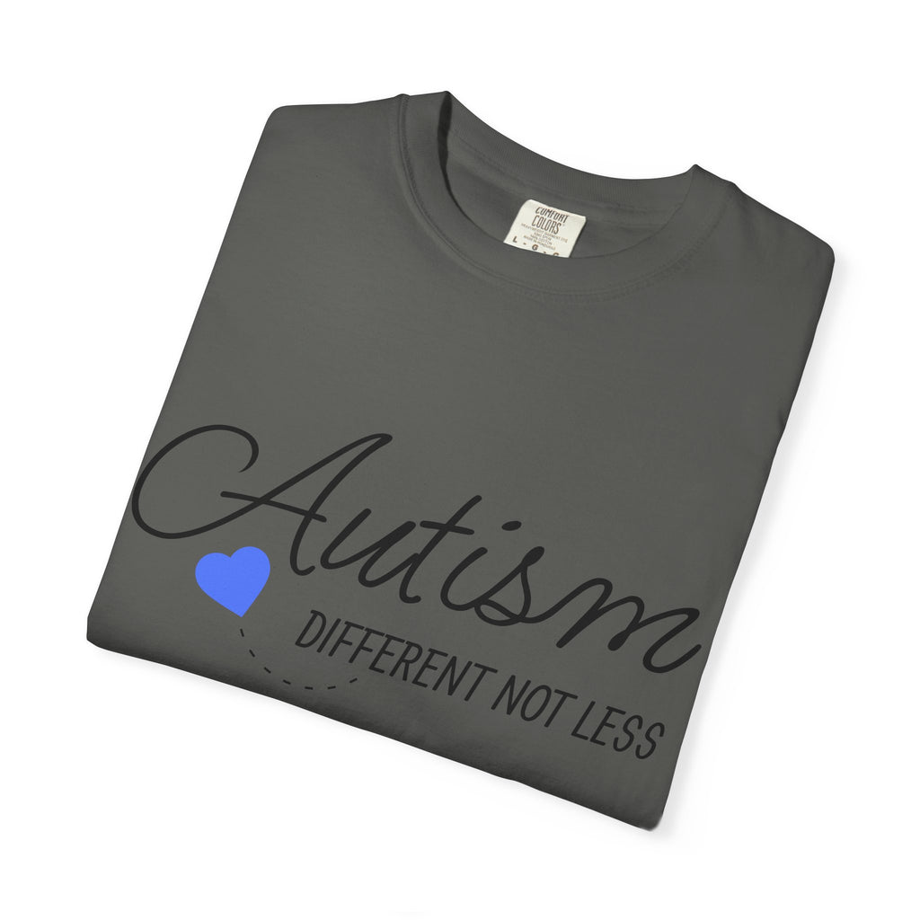 Autism Different Not Less T-Shirt – Awareness Tee with Blue Heart