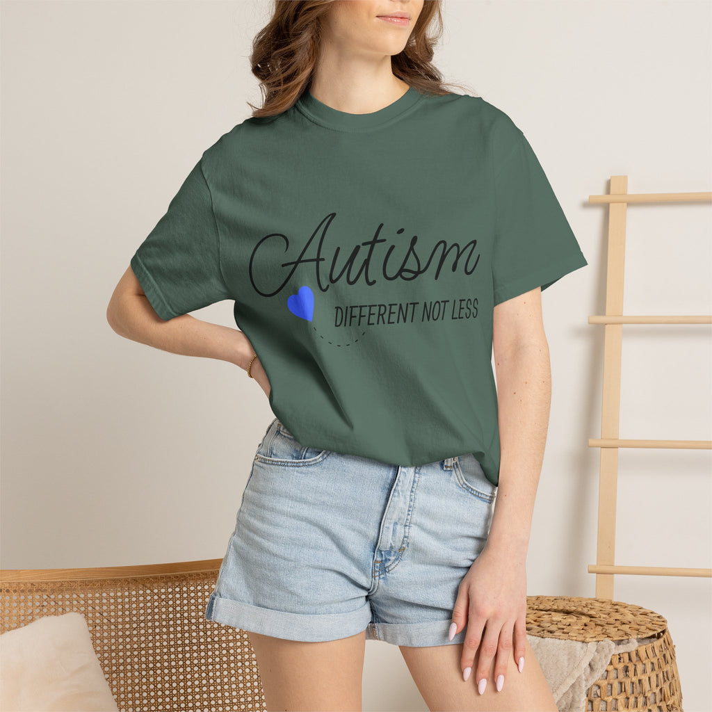 Autism Different Not Less T-Shirt – Awareness Tee with Blue Heart